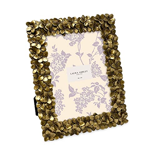 Image of Laura Ashley 5x7 Gold Flower Textured Hand-Crafted Picture Frame w /Easel