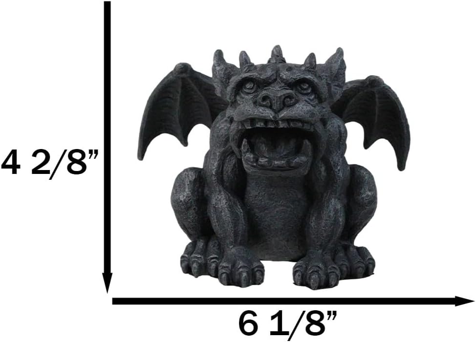 Ebros Gift Gothic Fido The Fat Saber Toothed Tiger Cat Gargoyle Figurine 4.25" H Mythical Fantasy Decor As Talisman of Protection Collectible