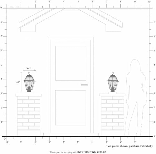Miniatura 4 de Livex 2284-91 - Farol transitorio de dos luces para exteriores de Westover Collection en Pwt, Nckl, BS, Slvr. acabado, 9.00 pulgadas, níquel