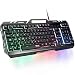 Gaming Keyboard, RATEL Colorful Rainbow LED Backlit USB Wired Keyboard with Spill-Resistant Design for Desktop, Computer