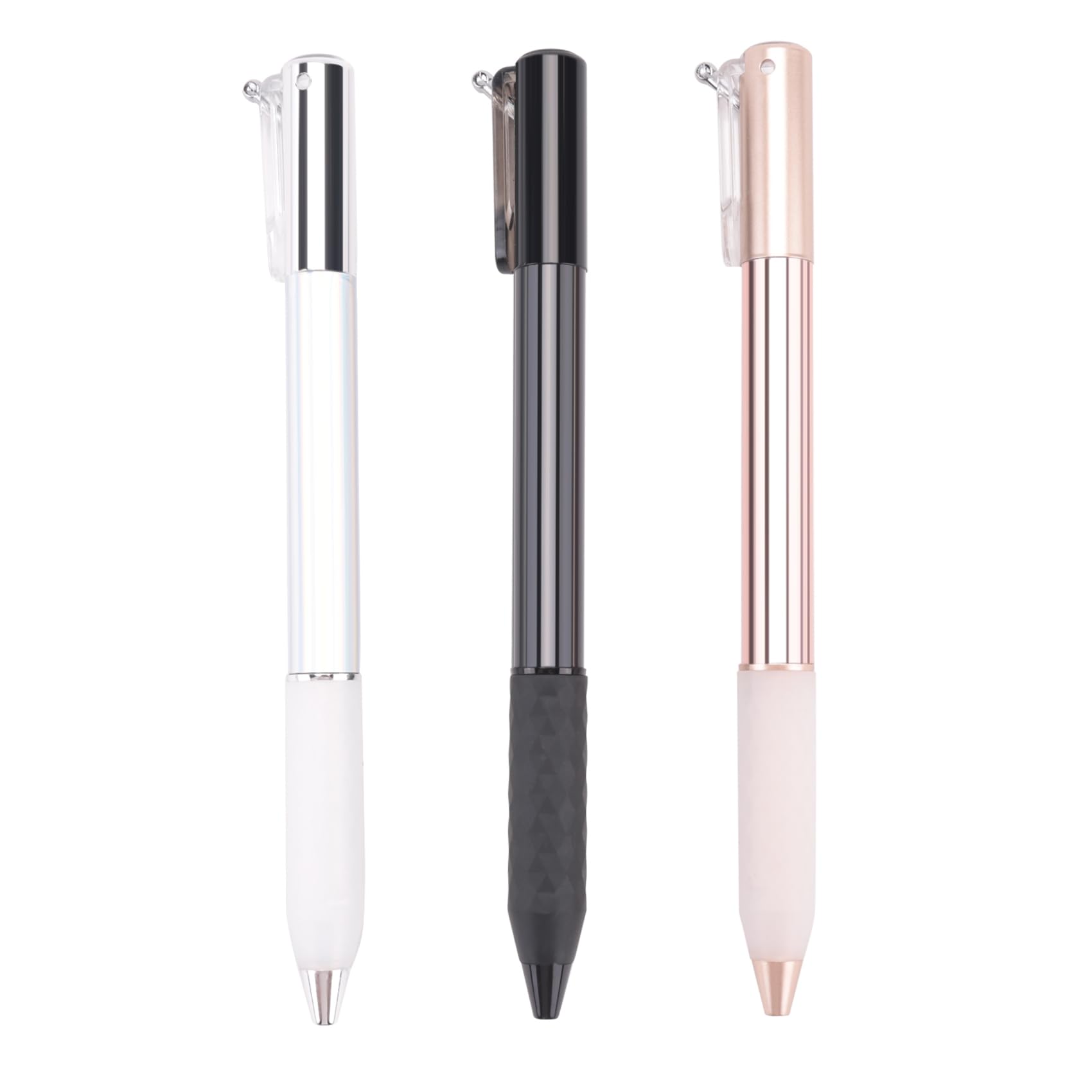 omocatch Geometric Metal Crinkle Pen Fidget, 0.5mm Retractable Gel Pen, Stress Relief Shape Shifting Switchpen, Multicolor