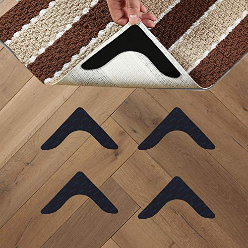 Topcovos Rug Gripper - Non Slip Rug Pad Double Sided Anti Curling Reusable and Washable Rug Gripper for Rugs &Carpet(4 Pack)