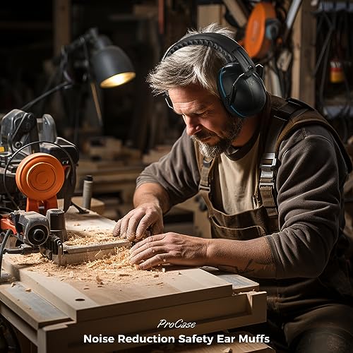 [ProCase] キッズ/大人兼用 騒音防止の安全イヤーマフ、遮音 聴覚過敏 調整可能なヘッドバンド付き 耳カバー 耳あて 聴覚保護ヘッドフォン -ブルーブラック