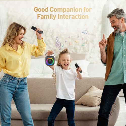 Mini Karaoke Machine,Portable Bluetooth Speaker with 2 Wireless Microphones photo 8