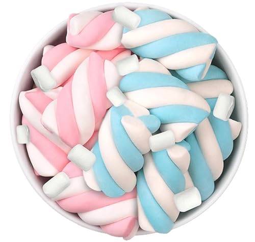Pink & White, Blue & White Marshmallow Twists With White Mini Marshmallows Mix, 1 Pound Bulk Zip Bag