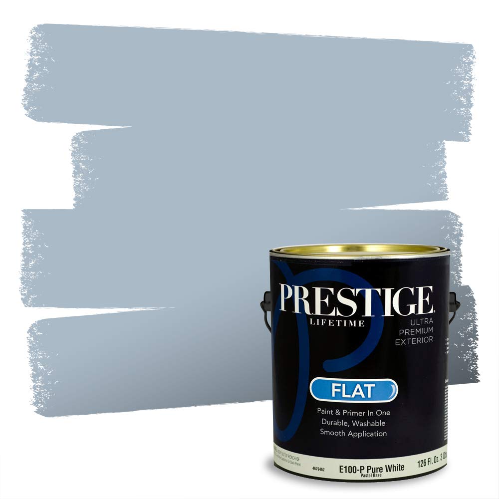 Prestige Paints E100-P-SW6240 Exterior Paint and Primer in One, 1-Gallon, Flat, Comparable Match of Sherwin Williams Windy, 1 Gallon, SW17-Windy Blue