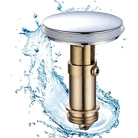 Pop Up Click Clack Plug Sprung Stopper, Pop Up Sink Plug Replacement 36mm Push Sink Drain Plug Pop-Up Stopper for Kitchen Bathroom Wash Basin Bath (Solid Brass Chrome Plating) Cover