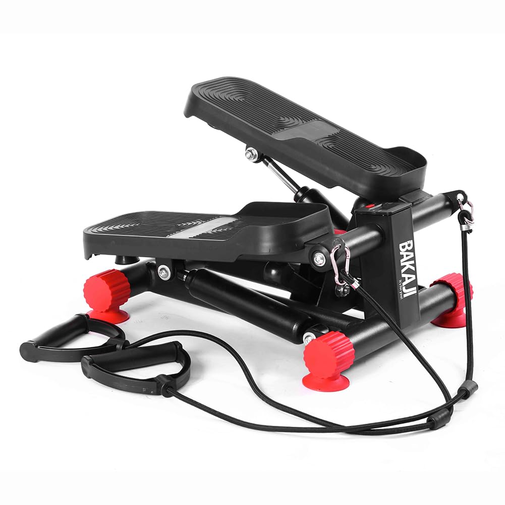 BAKAJI Stepper Fitness per Casa Multifunzione 3in1 con Display LCD e Elastici per Allenamento Braccia Full Body, Attrezzo da Palestra con Accessori Versatile per Cardio Conteggio Calorie, Tempo, Reps