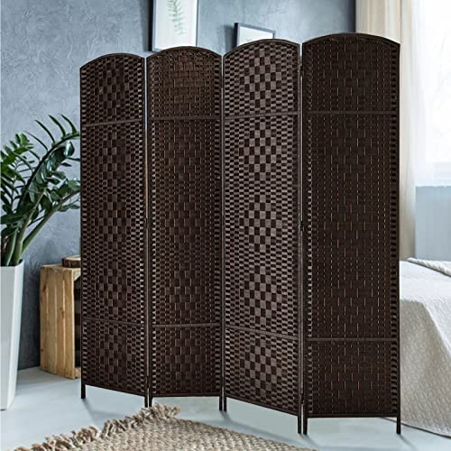 RHF-6-ftTall-Room-Divider-Room-Dividers-and-Folding-Privacy-Screens-157-Privacy-Screen-4-Panels-Room-Divider-Wall-Partition-Dark-Coffee RHF 6 ftTall Room Divider Room Dividers and Folding Privacy Screens 157 Privacy Screen 4 Panels Room Divider Wall Partition Dark Coffee
