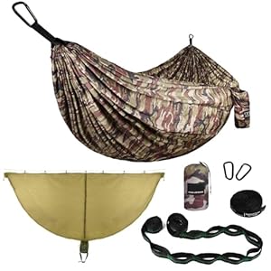 Gold Armour Camping Hammock with Bug Net – XL Double Hammock Portable Hammock Camping Accessories Gear Mosquito Bug Net Set for Outdoor Indoor, USA Based Brand (Camouflage)