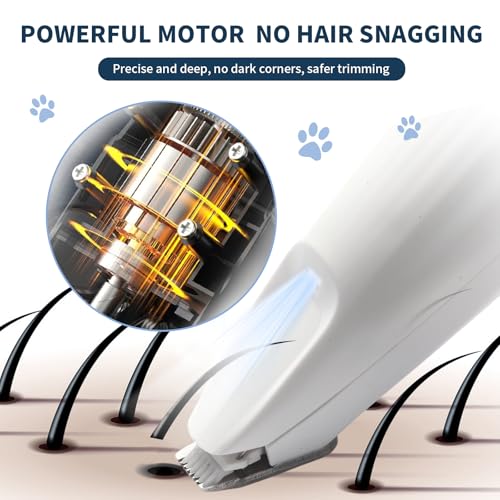 OttaFull Dog Paw Trimmer for Grooming with LED Light - Ultra Quiet Pet Hair Trimmer for Paw's Feet, Ears, Face, Eyes - Professional Electric Paw Trimmer for Dogs & Cats — view 3