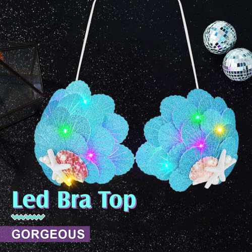 GRAEEN Light Up Shell Bra Top Seashell Mermaid Bikini Bras for Women4