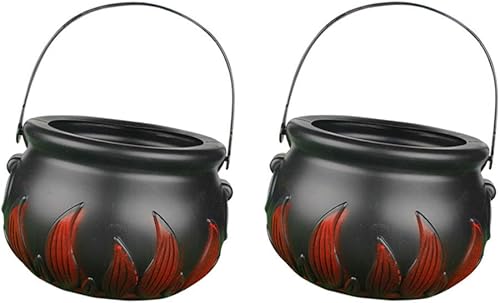 Miniatura 7 de Happyyami Cubo de calabaza de Halloween, cubo de caramelo, cubo de truco o trato, cubo JackoLantern Pail suministros de fiesta de Halloween (negro +