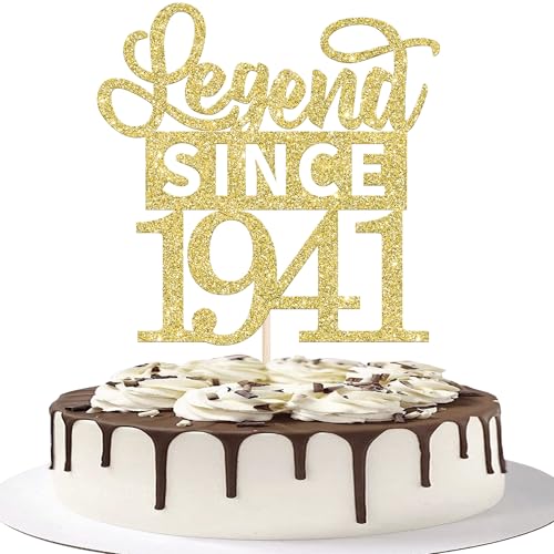 SYKYCTCY 1 Pack Happy 85th Birthday Cake Topper Glitter Legend Since 1941 Cake Pick 85 Fabulous Cake Decorations for Cheers to 85th Birthday Wedding Anniversary Party Supplies