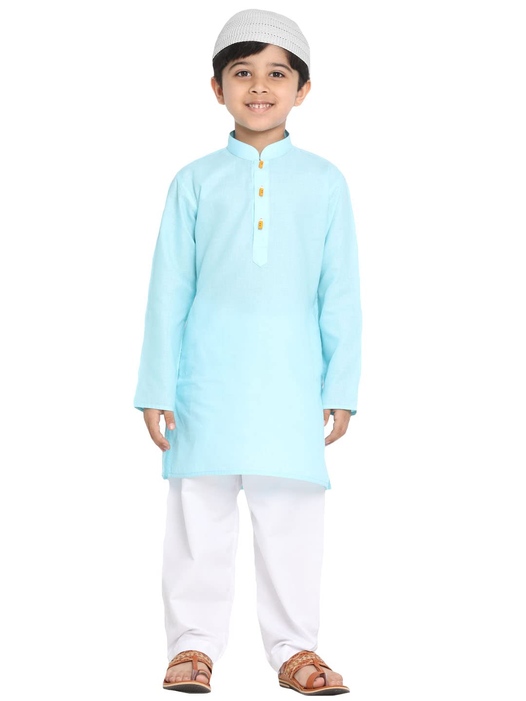Jbn Creation Boys Cotton Blend Blue And White Kurta Pyjama Set - Ethnic Elegance For Festivals | Comfortable Classic Collar Full Sleeves Kurta For Kids_Jbnbk066Aqnpwh_36