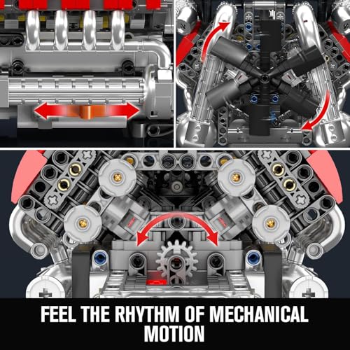 Mould King Kit Modello Motore V8 10203 Che Funziona, Mini Scala Giocattolo Motore Con Motore, Kit Di Costruzione Di Modelli Di Ingegneria Moc, Modello Di Esperimento Di Scienze Fisiche, Miglior Regalo - 4