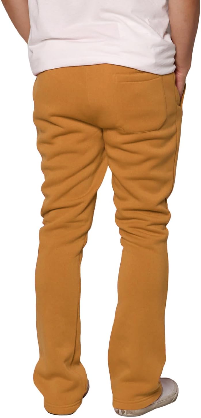 URBANJ Men's Flared Fleece Sweatpants Open Bottom Stacked Track Pants