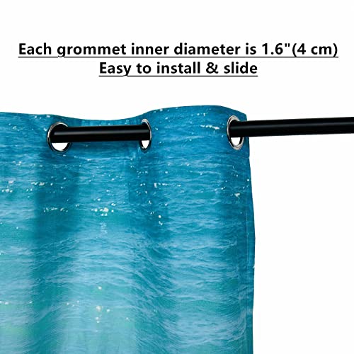 Anhope Beach Curtains Grommet Light Filtering Window Drapes Tropical Ocean Coastal Seaside Conch Shell Starfish Print Pattern Decorative Privacy Curtains For Bedroom Living Room 2 Panels 42 X 63 Inch #TOP3