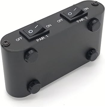 (P21) 2-Way Audio Stereo Speaker selector Switcher Box, Combiner Multi Zone A B Speaker Switch Distribution Controller Box