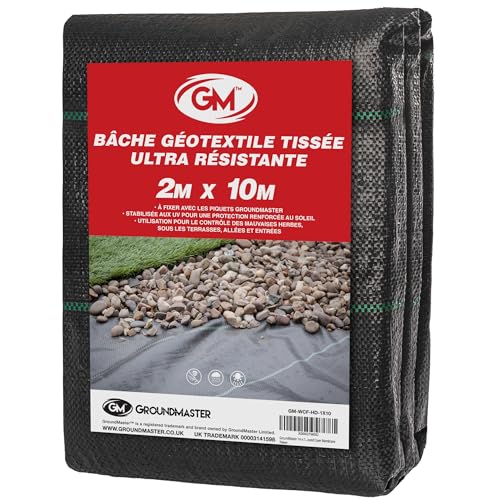 Bâche Protection Sol et Jardin (2m x 10m) GROUNDMASTER™ - Toile Géotextile Anti Mauvaises Herbes Anti UV Robuste Perméable