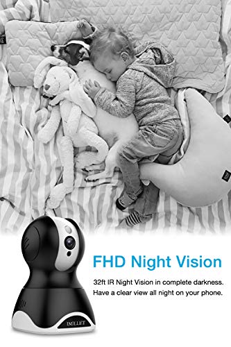 WiFi Pet Camera IMILLET Dog Camera with Phone App FHD Indoor Cat Camera Pet Monitor Night Vision 2 Way Audio Motion Detection (Black)