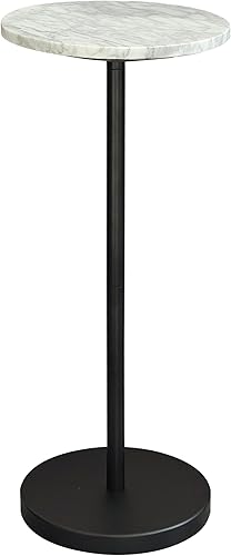 Vista 7 de Mesa de bebida de mármol natural, mesa de pedestal, mesa auxiliar redonda pequeña, mesa de Martini para sala de estar, baño, espacio pequeño