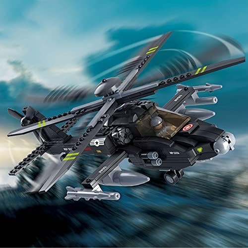 Miniatura 6 de Bloque de construcción de helicópteros, kits de construcción de aviones militares, con 1 figura, 293 piezas de bloques de construcción de la fuerza