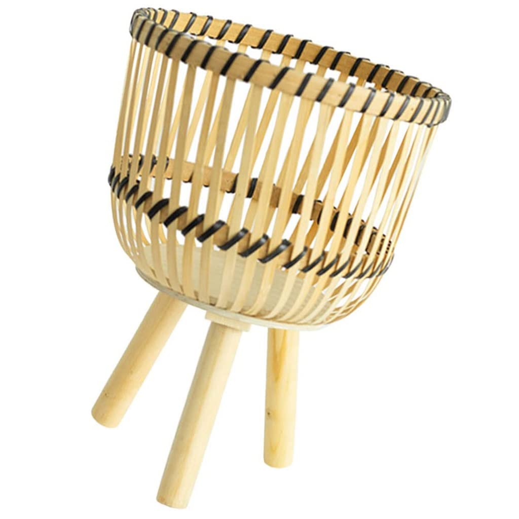 Support de Plante tissé en rotin Pot de Plante en rotin sur Pieds en Bois Pot de Fleurs en Osier Grand Porte-Plante Porte-Fleur Riser Plante Présentoir for la Maison (Size : L)