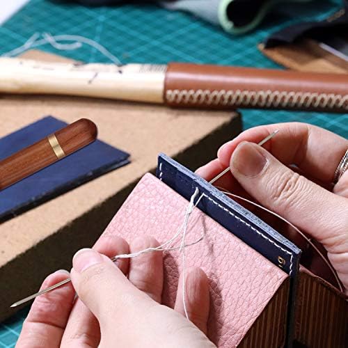 24 Pieces Self Threading Needles Easy Threading Needles and 4 Pieces Large-Eye Hand Sewing Needles with 2 Pieces Wooden Needle Case for Storing Handmade Sewing Embroidery Needle Accessories