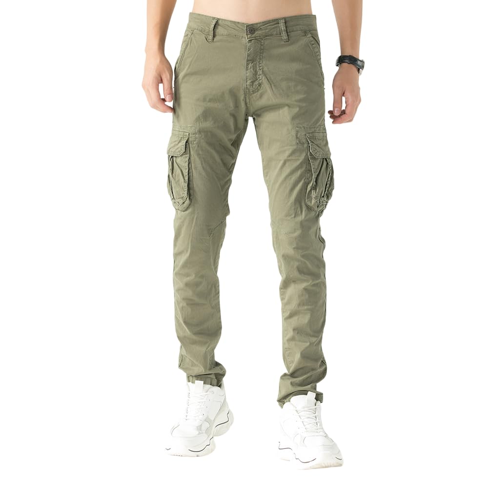 TONY BACKER Pantaloni Uomo Leggero in Cotone Multitasche Casual di Tela Stretch Materiale con Tasche Laterali 1583