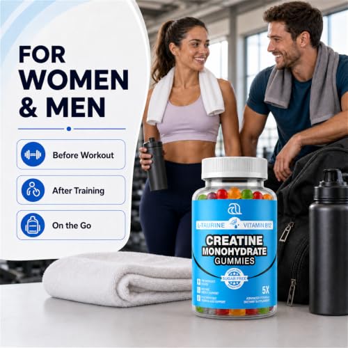 Image of Creatine Gummies for Women & Men - Creatine Monohydrate Gummies Tasty Chewable Supplement, Muscle Support & Energy Boost (Pack of 2)
