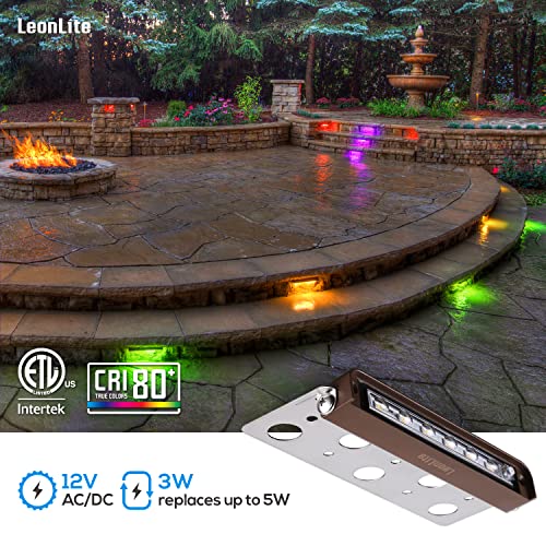 LEONLITE 8Pack 7 Inch 3W RGB LED Hardscape Lighting, Retaining Wall