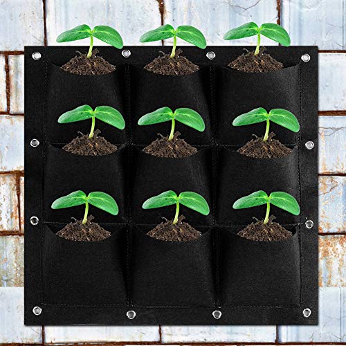 Plant-Pocket-9-Pocket-Vertical-Greening-Hanging-Wall-Garden-Grow-Plant-Bags-Planter-Great-for-Growing-Herbs-Flowers-and-Vegetables-at-WindowBlack