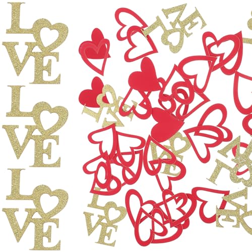 ABOOFAN 100 Piezas Confeti Papel Romántico para Bodas y San Valentín Decoración Versátil para Fiestas y Aniversarios Confeti Rojo y Dorado para Ambiente Romántico