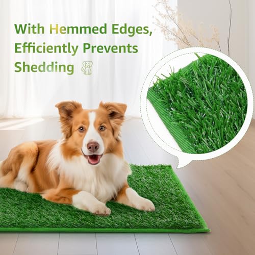 Image of LOOBANI Dog Grass Pee Pads, Artificial Dog Grass Pads for Potty Tray, Fake Grass for Dogs to Pee On, Outdoor Indoor Pee Grass for Dog Potty (18.1*28.1 inch)