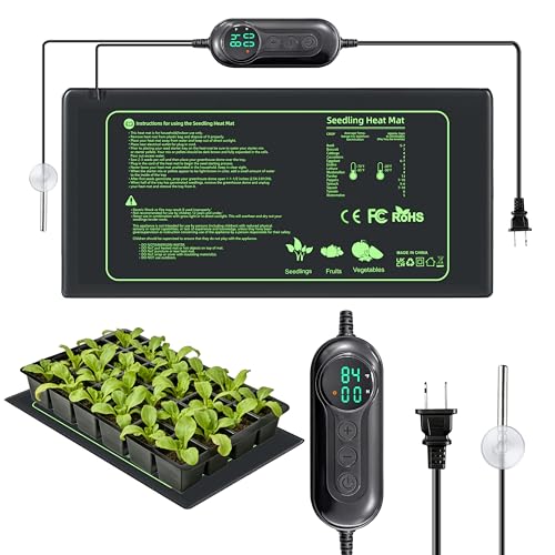 Toaspa Seedling Heat Mat with Thermostat Controller for Plants Heating Pad Seed Starting Heating Warming Pad Temperature and Auto Off Timer Waterproof Warmer Fermentation Indoor Greenhouse Heater