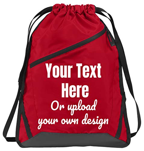 all about me company Personalized Cinch Bag with Zipper - True Royal/Black Custom Bag for Women | Small Gym Drawstring Bag | Promotional Items with Your Logo and Design