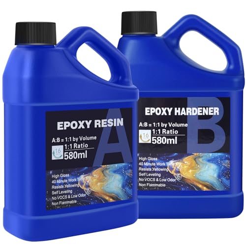 1160ml Epoxidharz, transparent Epoxidharz mit Härter, 1: 1-Verhältnis; Kunstharz-Beschichtung, kristallklar, für Holz, künstlerische Kreationen, Schmuckherstellung Kunst Handwerk