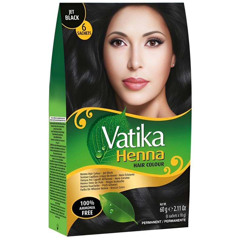 Henna Negro Azabache 60g – Jet Black | Tinte Natural para el Cabello | Color Intenso y Duradero | Con Hierbas Ayurvédicas | Sin Amoniaco ni Parabenos