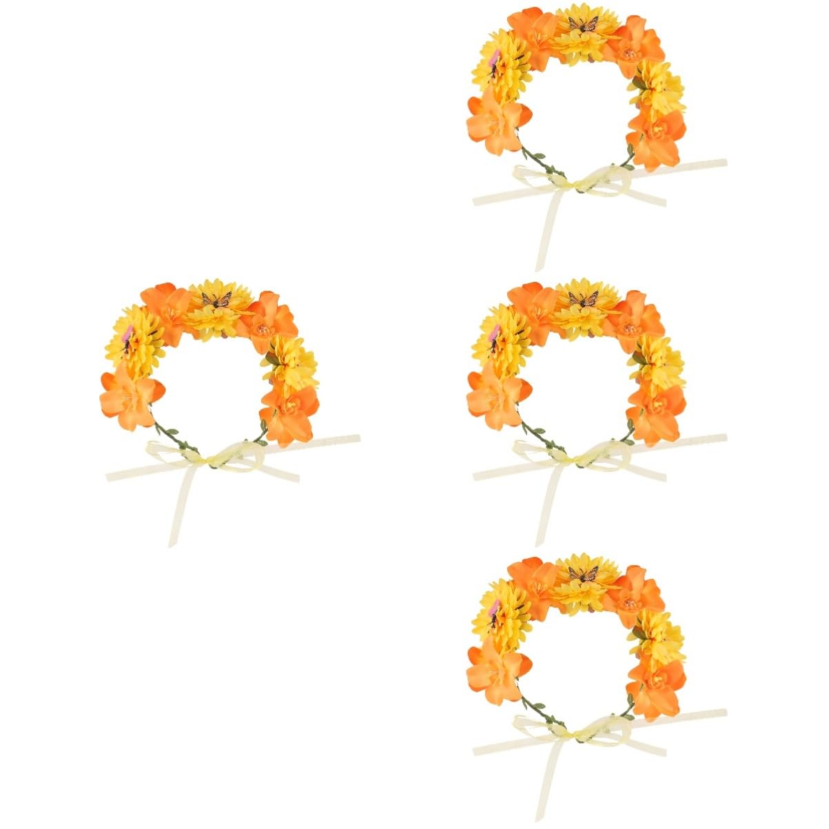FRCOLOR 4 Piezas diadema de flores de de flores de bohemia diadema de guirnalda de tocados de novia tiaras de novia de falsa tocado de niña tela