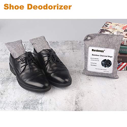Marsheepy 12 Pack Bamboo Charcoal Bags,Car Air Fresheners, Charcoal Odor Absorber, Shoe Deodorizer Bags, Odor Eliminator for Home, Pets, Car, Closet (200g X 2 and 75g x 10)
