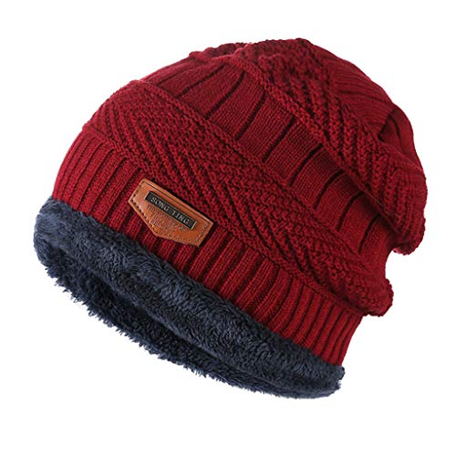 Fityle Chapéu Unisex De Gorro Chapéu De Malha Quente Chapéu Forrado De Lã Grossa Para Esporte De Cor