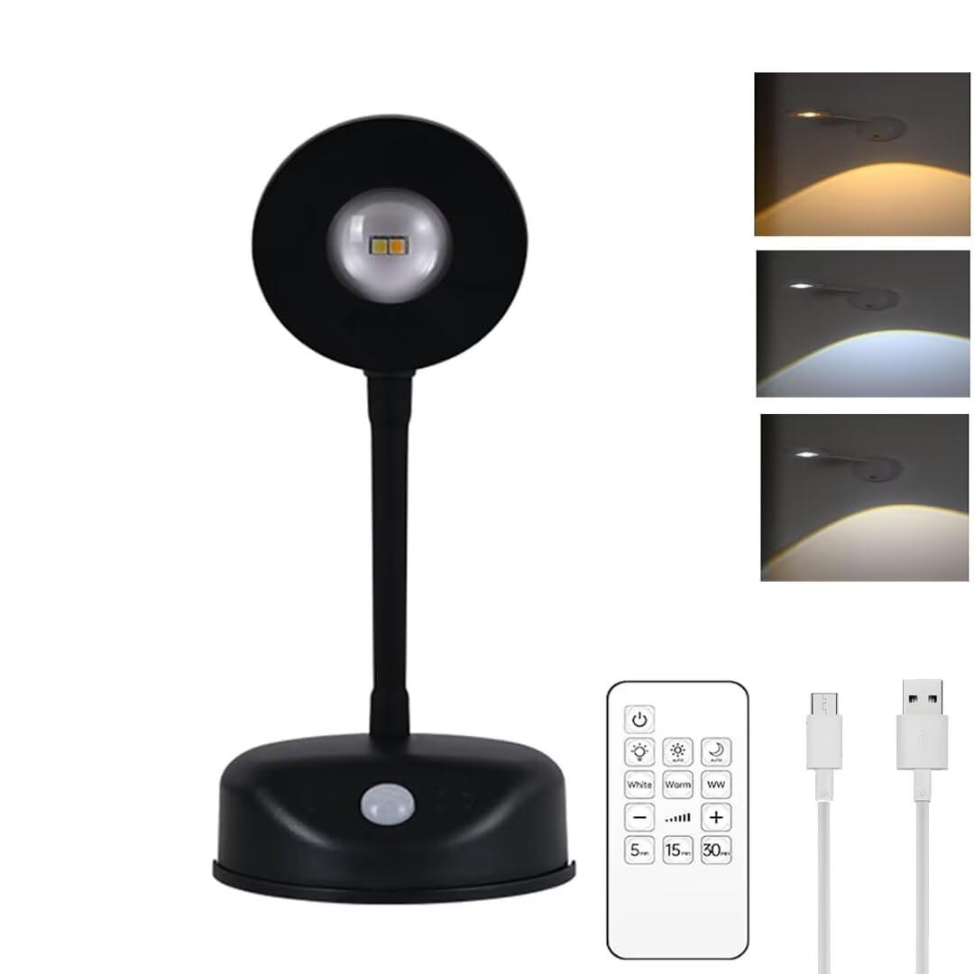 EIMOPE LED Wall Lamp Indoor, Wireless Battery Operated LED Picture Light with Remote, Art Display Lamp, 360° Rotatable Wall Lights for Living Room, Bedroom Gallery