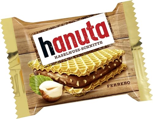 Hanuta Haselnuss-Schnitten – knusprige Waffeln mit zarter Haselnusscreme – beliebter Snack für zwischendurch, zum Teilenund Genießen – nussig und schokoladig – 1 Großpackung, 10 Stück (220 g)
