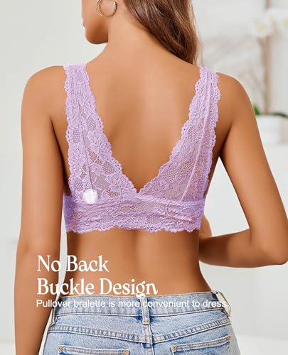 Image of Avidlove Bralettes for Women Lace Bra Non Padded Longline Bralette Deep V Triangle Sexy Everyday Lingerie Bras