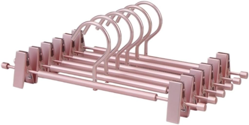 Adult Coat Hangers Aluminium Alloy Anti Slip Hangers for Towels Dress Pants Wardrobe Organizer Trouser Hanger Wardrobes Coat Rack Rails,Rose Gold-5pcs
