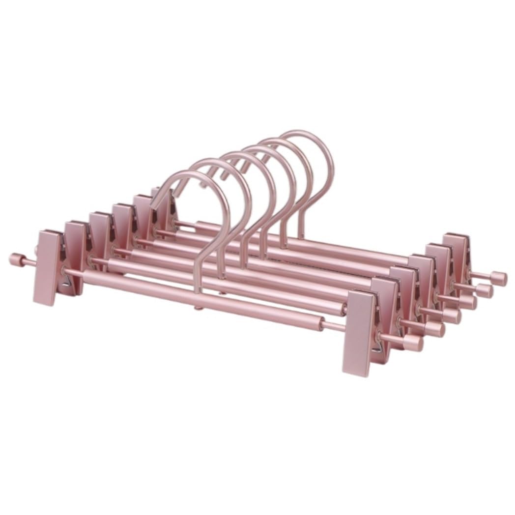 Wieszak Wieszaki Antypoślizgowe Ze Stopu Aluminium Na Ręczniki, Spodnie, Szafa, Organizer, Wieszak Na Spodnie Wieszaki Na Spodnie (Color : Rose Gold, Size : 5pcs)