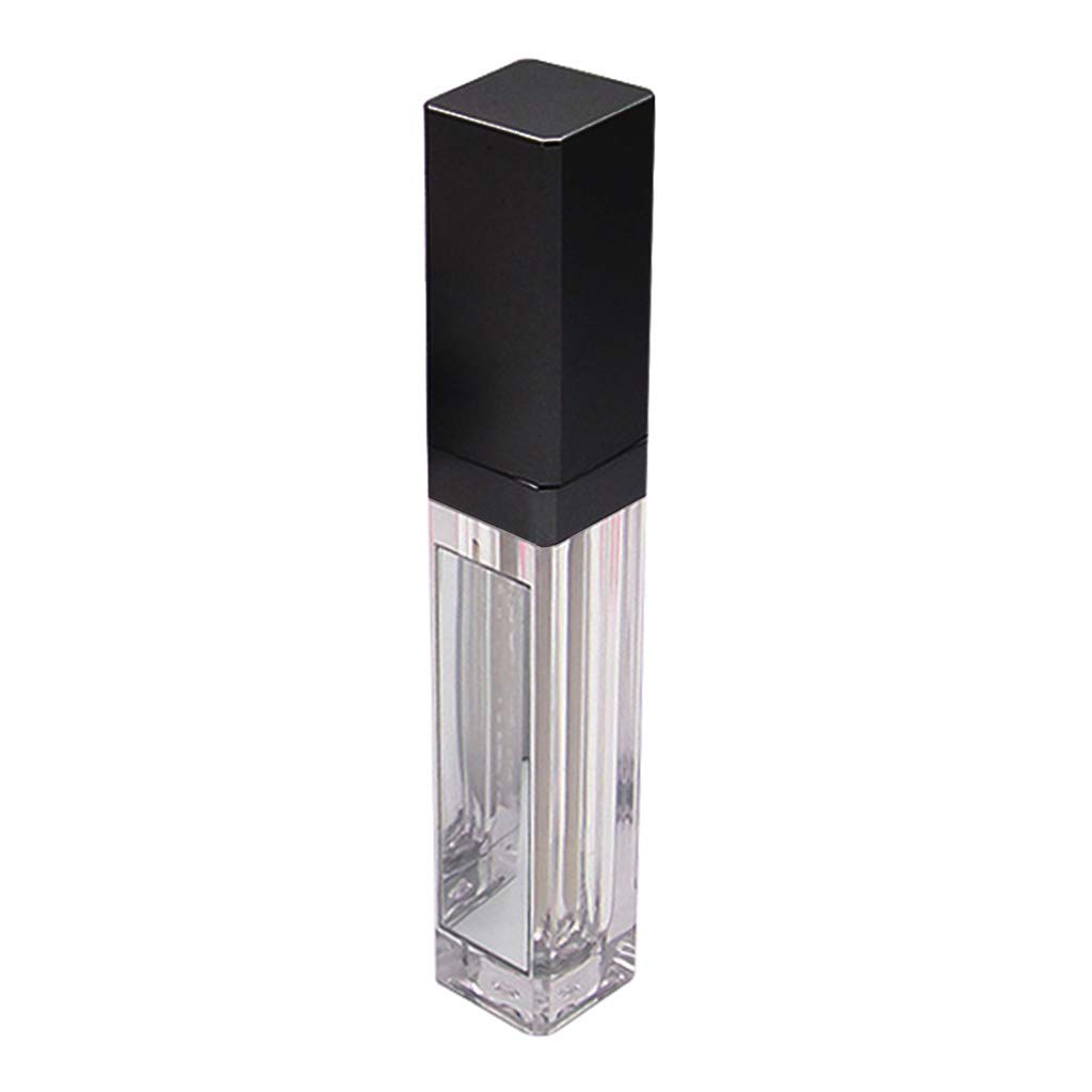 yotijar 7ml Empty Lip Gloss Tubes, Clear Refillable Lip Balm Bottles Container with LED Light and Mirror for DIY Lip Balm Lipstick Makeup Cosmetic - Clear+Black