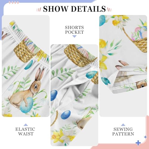 ZZXXB Bunny Easter Eggs Boys Long Pants Soft Trousers Elastic Waist Kids Lounge Bottoms with Pockets S-XL4