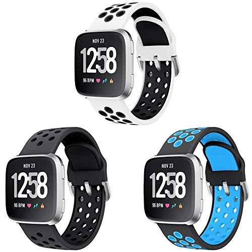 Junboer for Fitbit Versa Band, Soft Silicone Dual Colour Sport Wristband Replacement Strap for Women Men Compatible with Fitbit Versa 2/ Fitbit Versa/ Fitbit Versa Lite/ Fitbit Versa SE Smart Watch